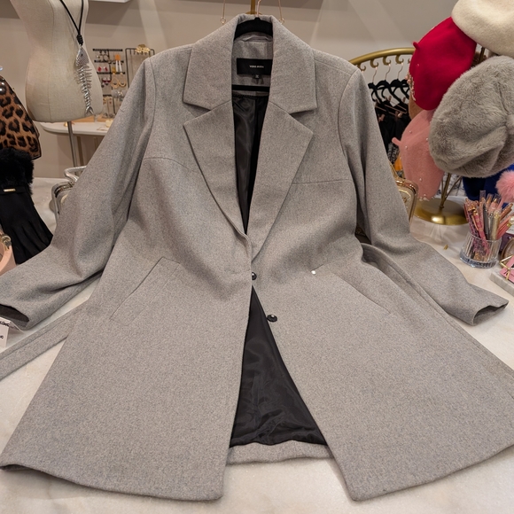 Vero Moda Women's Wool Light Grey Trench Coat. - Picture 3 of 16